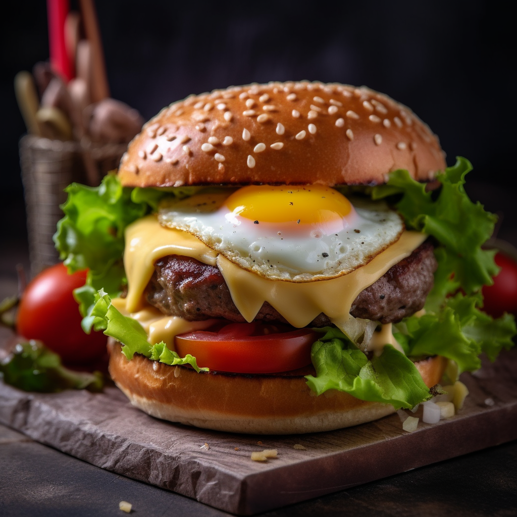 American hamburger with egg in Salou Tarragona Metropolitan restaurant